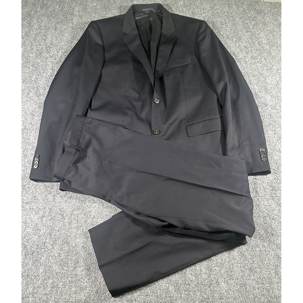 HUGO BOSS James3 Sharp5 Mens 2-Piece Suit Black Pinstripe Size 42R 36x31 Slacks